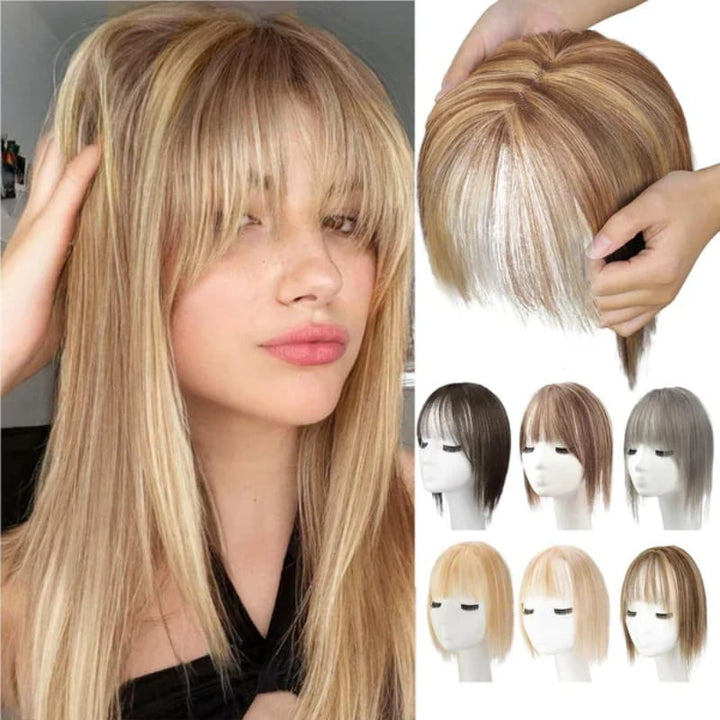 Skanto | Naturlig Hårstykke med Bangs for Kvinner