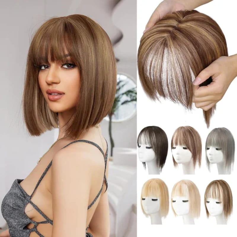 Skanto | Naturlig Hårstykke med Bangs for Kvinner