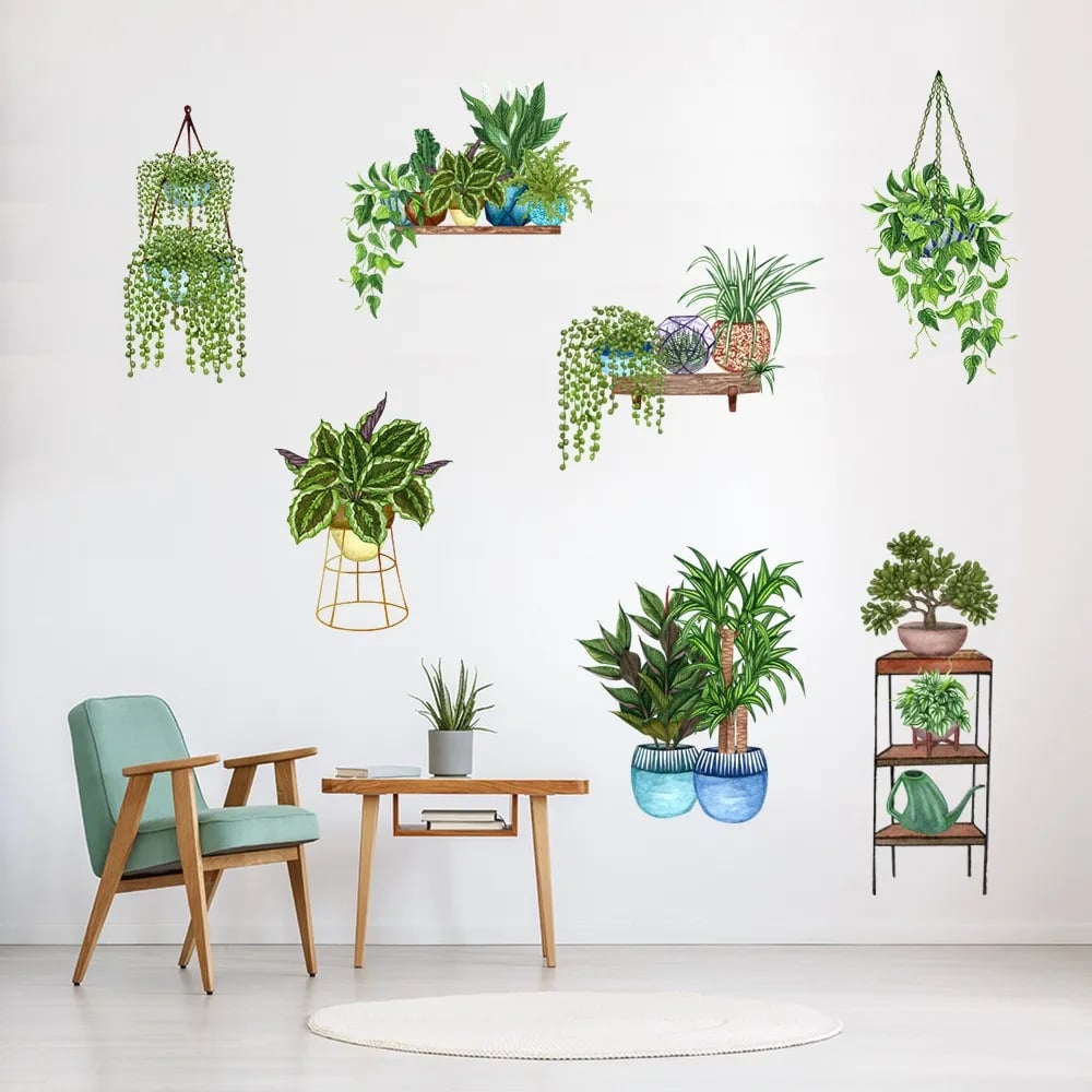 Skanto | 🌵3D-veggklistremerke med grønn plante