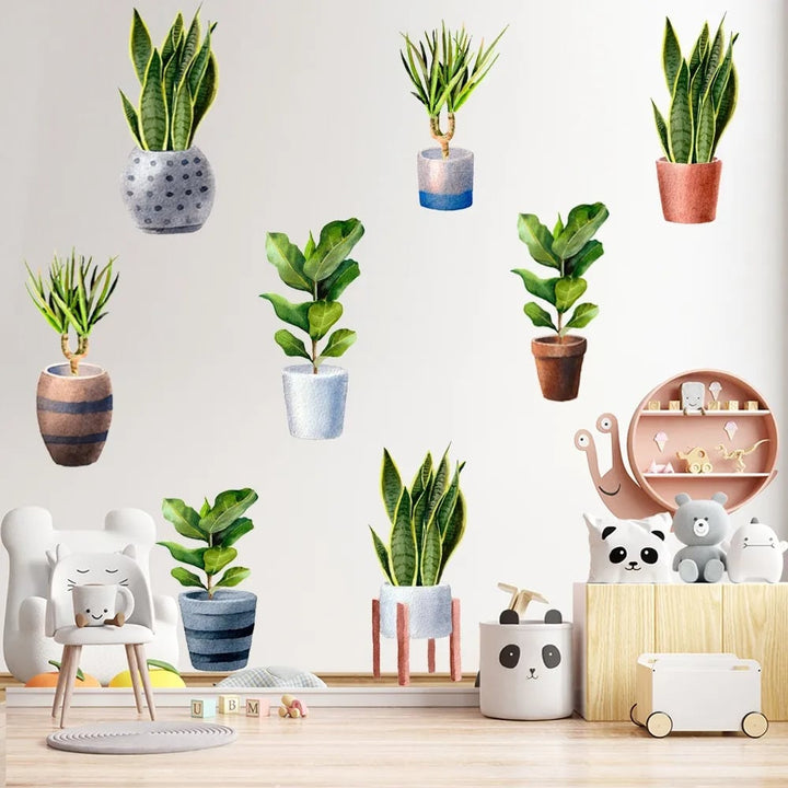 Skanto | 🌵3D-veggklistremerke med grønn plante