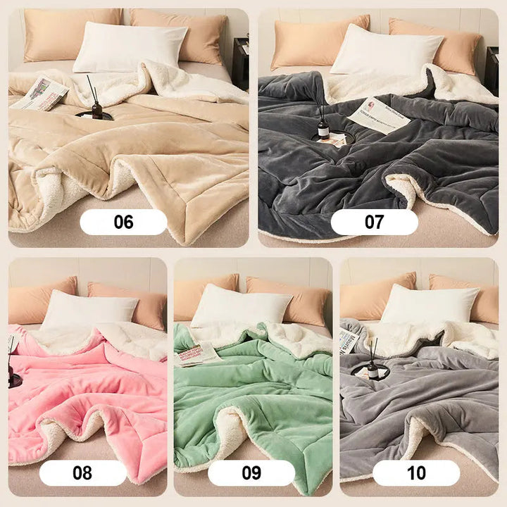 Skanto | HugLuxe Reversibel Teppe – Velur & Lammeull for Alle Årstider