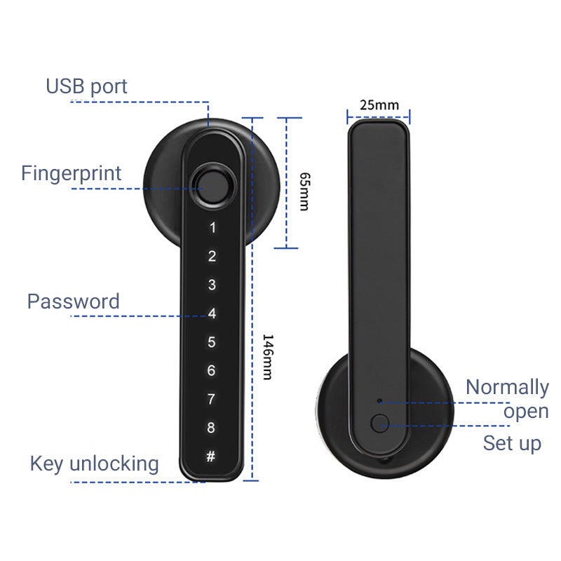 Skanto | Fingeravtrykk Smart dørhåndtak med Bluetooth APP-kontroll