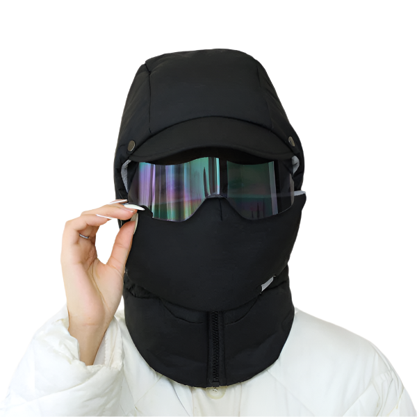 Vindbeskyttende ridemaske med briller | Skanto