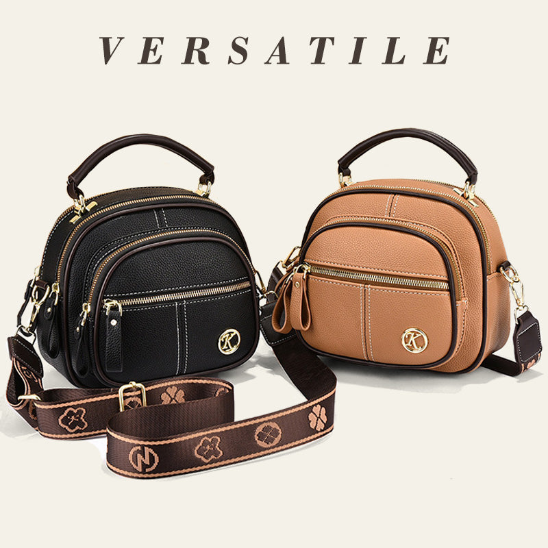 Skanto | Klassisk flerroms justerbar bred stropp PU-skinn Crossbody-veske