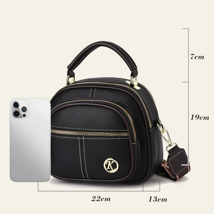 Skanto | Klassisk flerroms justerbar bred stropp PU-skinn Crossbody-veske