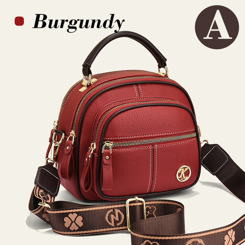 Skanto | Klassisk flerroms justerbar bred stropp PU-skinn Crossbody-veske