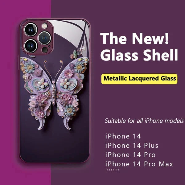 Skanto | Flatt 3D-glassetui med sommerfugl mønster til iPhone