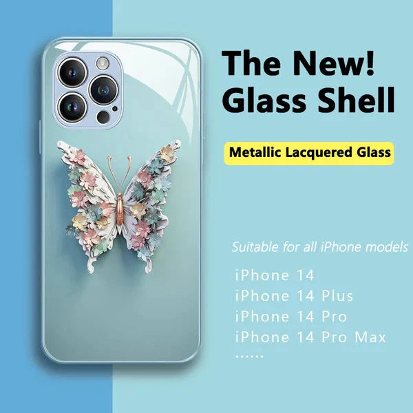 Skanto | Flatt 3D-glassetui med sommerfugl mønster til iPhone