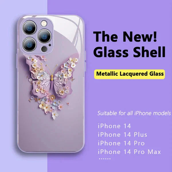 Skanto | Flatt 3D-glassetui med sommerfugl mønster til iPhone