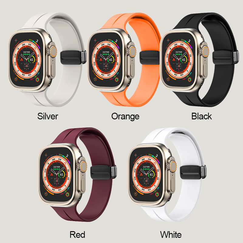 Skanto | Silikonarmbånd med magnetisk sammenleggbart spenne til iwatch