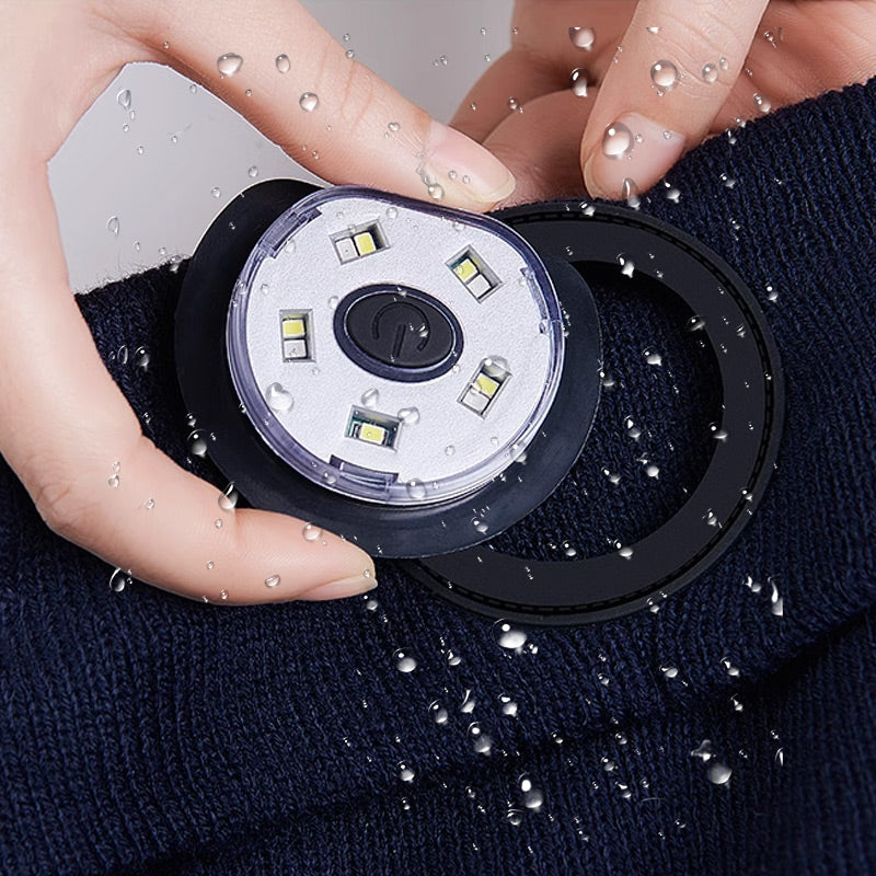 Skanto | LED Hodelykt Avtakbar Bluetooth Hodesett Strikket Lue
