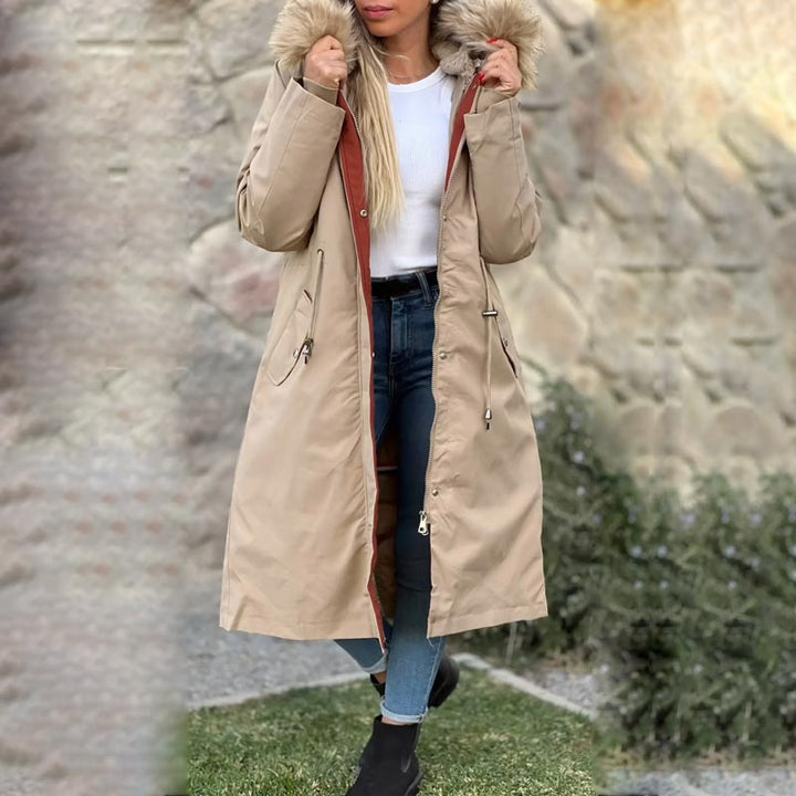 Skanto | 🎁Tidlig Black Friday-salg🎁Vinterjakke med hette og pelskrage, casual parka for kvinner⛄