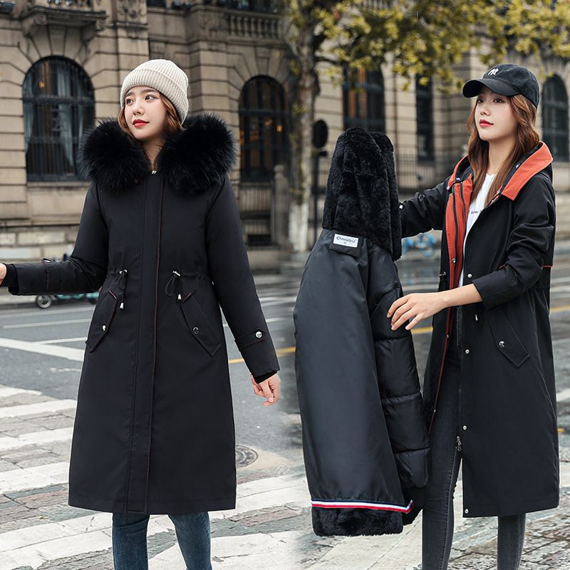 Skanto | 🎁Tidlig Black Friday-salg🎁Vinterjakke med hette og pelskrage, casual parka for kvinner⛄