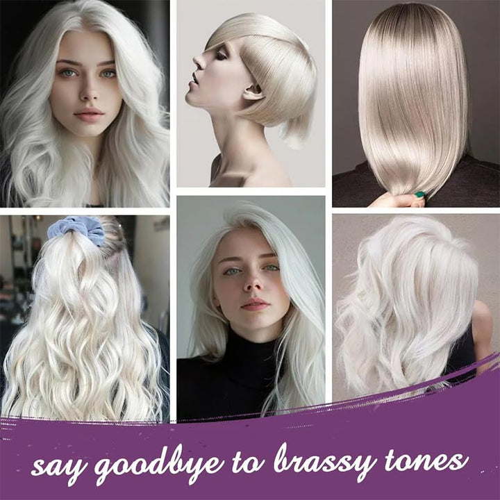 Skanto | Lilla keratinhårmaske - låser farge og nøytraliserer messing- og gule toner for blondt sølvgrått hår med lyse striper
