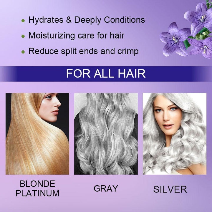 Skanto | Lilla keratinhårmaske - låser farge og nøytraliserer messing- og gule toner for blondt sølvgrått hår med lyse striper