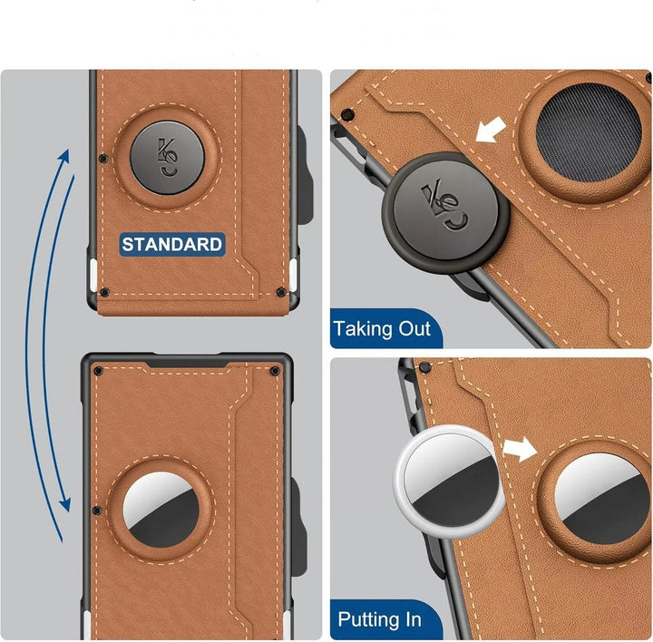Skanto | 🔥Pop Up aluminiumsveske Pengeklips Slim Leather Slots Kredittkortholdere RFID Blocking Bifold Minimalist Wallet