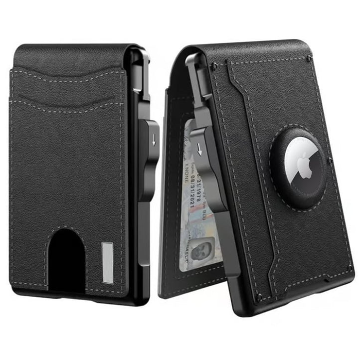 Skanto | 🔥Pop Up aluminiumsveske Pengeklips Slim Leather Slots Kredittkortholdere RFID Blocking Bifold Minimalist Wallet