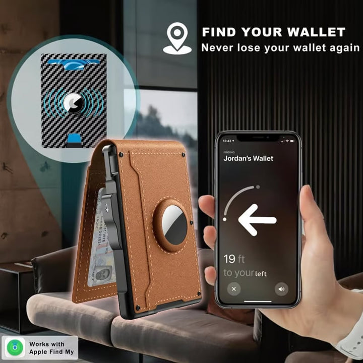 Skanto | 🔥Pop Up aluminiumsveske Pengeklips Slim Leather Slots Kredittkortholdere RFID Blocking Bifold Minimalist Wallet