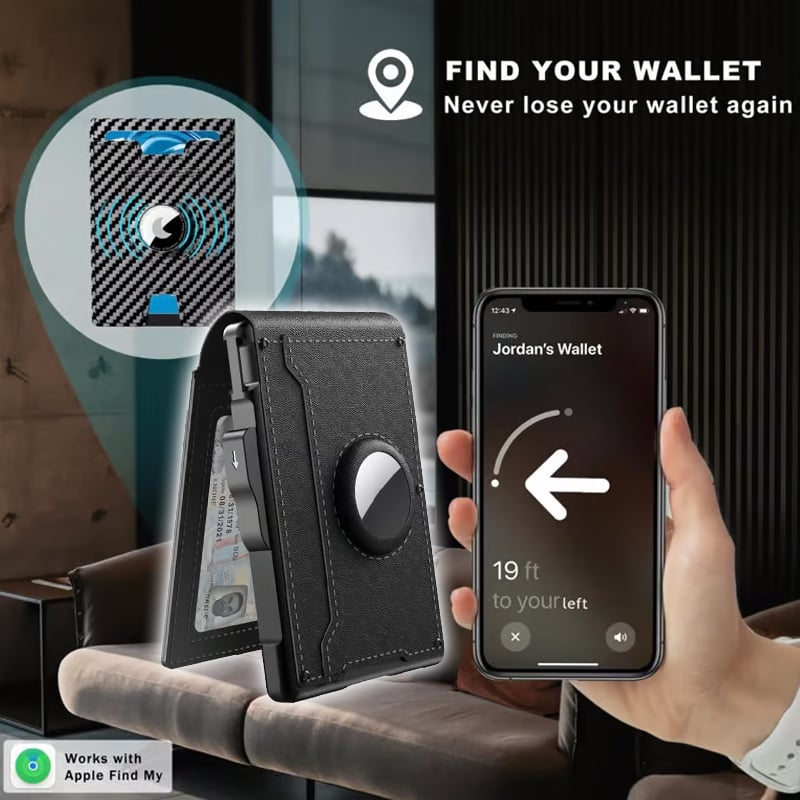 Skanto | 🔥Pop Up aluminiumsveske Pengeklips Slim Leather Slots Kredittkortholdere RFID Blocking Bifold Minimalist Wallet