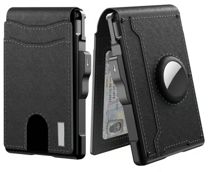 Skanto | 🔥Pop Up aluminiumsveske Pengeklips Slim Leather Slots Kredittkortholdere RFID Blocking Bifold Minimalist Wallet