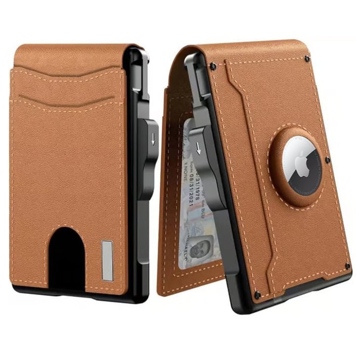 Skanto | 🔥Pop Up aluminiumsveske Pengeklips Slim Leather Slots Kredittkortholdere RFID Blocking Bifold Minimalist Wallet