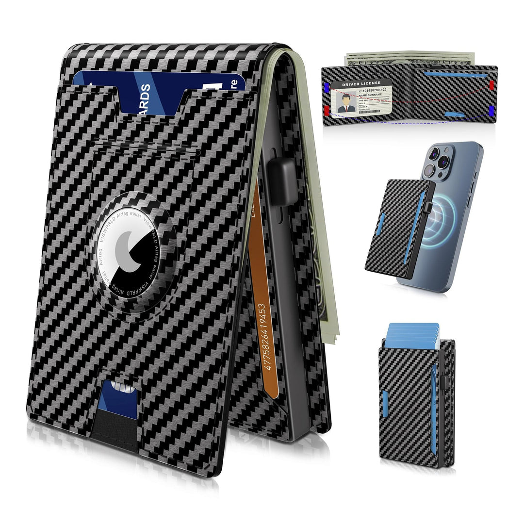 Skanto | 🔥Pop Up aluminiumsveske Pengeklips Slim Leather Slots Kredittkortholdere RFID Blocking Bifold Minimalist Wallet