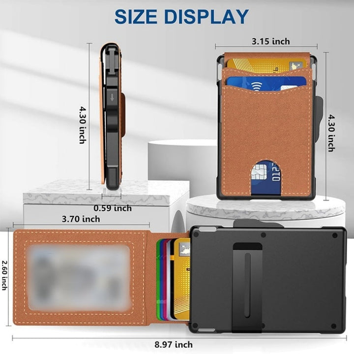 Skanto | 🔥Lommebok for menn - med pop-up aluminiumsveske Minimal lommebok med pengeslips i lær med plass til kredittkort RFID-blokkering