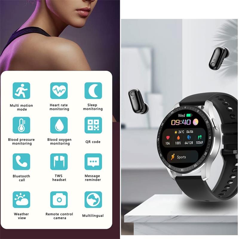 2-i-1 Smartklokke med integrerte hodetelefoner | Skanto