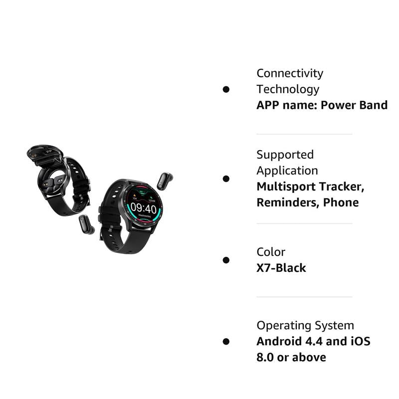 2-i-1 Smartklokke med integrerte hodetelefoner | Skanto