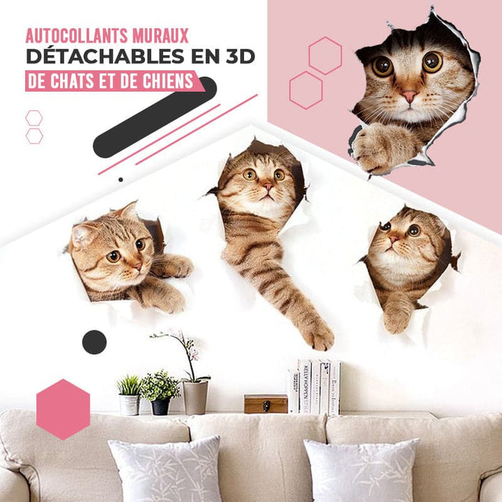 Skanto | 3D-klistremerker med katter og hunder som kan fjernes