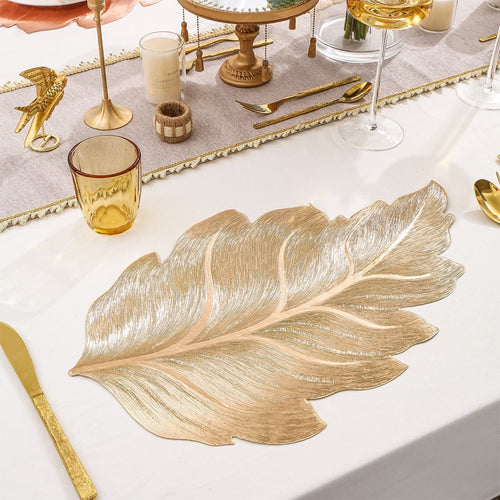 Gold Leaf Luxury Bordskåner – 3D Elegant Bordmatte laget av PVC | Skanto