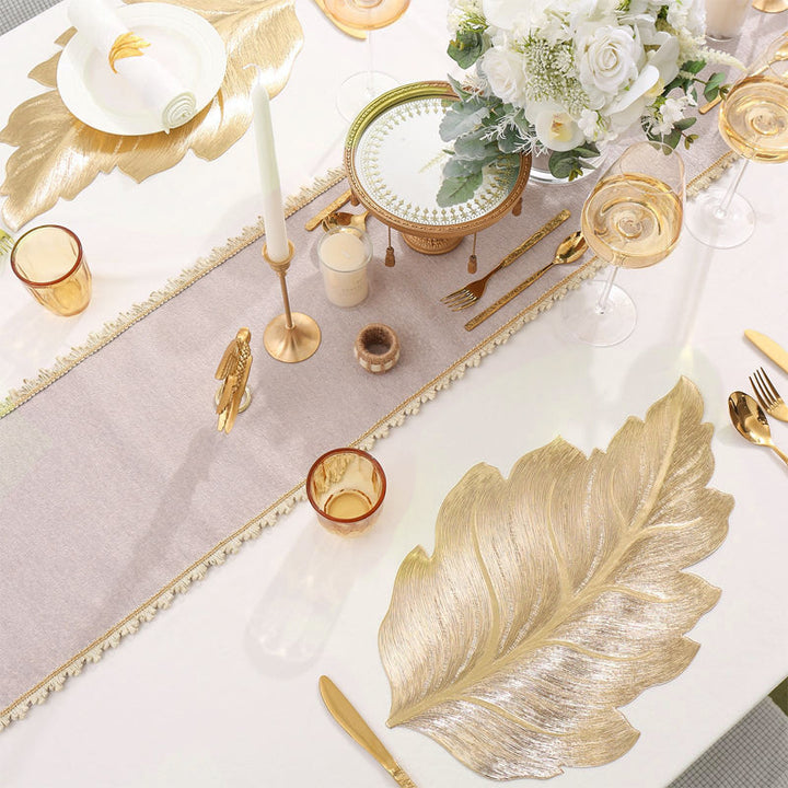Skanto | Gold Leaf Luksus Bordsmatte – 3D Elegant Bordmatte laget av PVC
