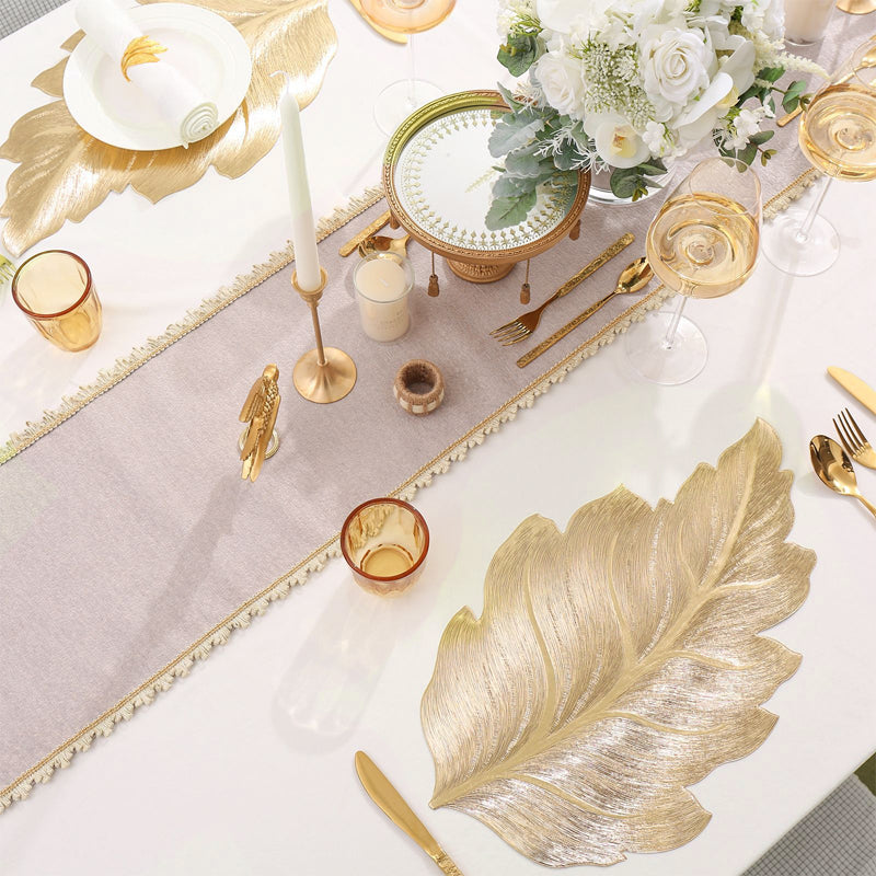 Gold Leaf Luxury Bordskåner – 3D Elegant Bordmatte laget av PVC | Skanto