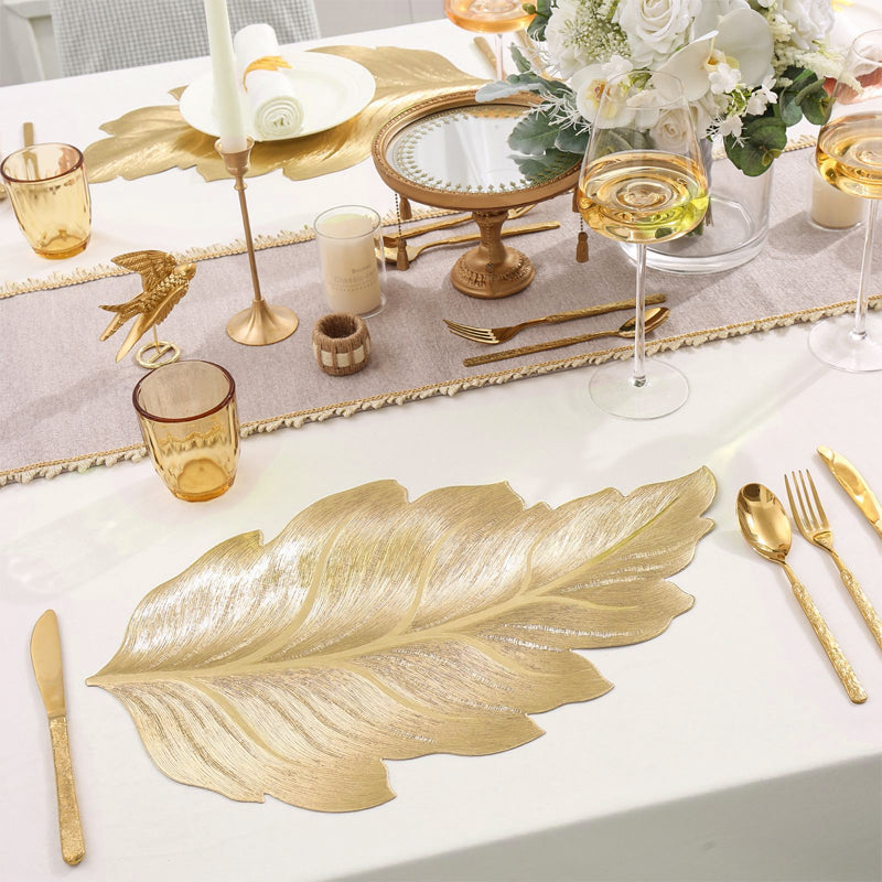 Skanto | Gold Leaf Luksus Bordsmatte – 3D Elegant Bordmatte laget av PVC