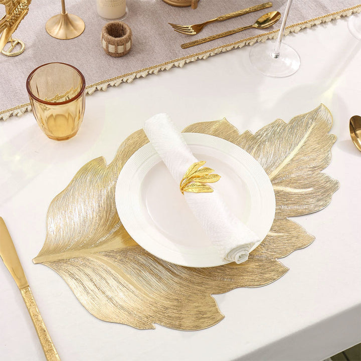 Gold Leaf Luxury Bordskåner – 3D Elegant Bordmatte laget av PVC | Skanto