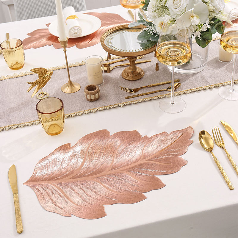 Gold Leaf Luxury Bordskåner – 3D Elegant Bordmatte laget av PVC | Skanto