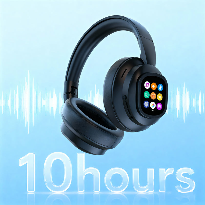 Skanto | AIWave | AI Bluetooth Hodetelefoner med LCD-skjerm Stemmestyring Lydisolasjon for Musikk og Samtaler