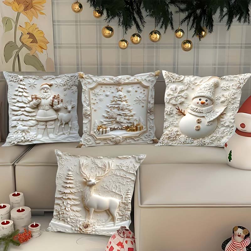 Skanto | CozyKerst 4-delt putetrekk sett – varm juledekorasjon for hjem og stue