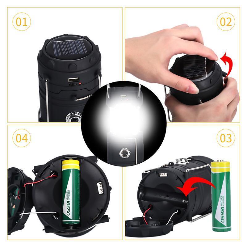 3-i-1 LED campinglampe med flimrende flamme | Skanto