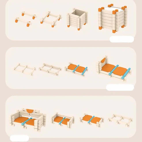 Norvo | Montessori Tre Byggeklosser Sett – Naturlig Stable- og Konstruksjonsleketøy