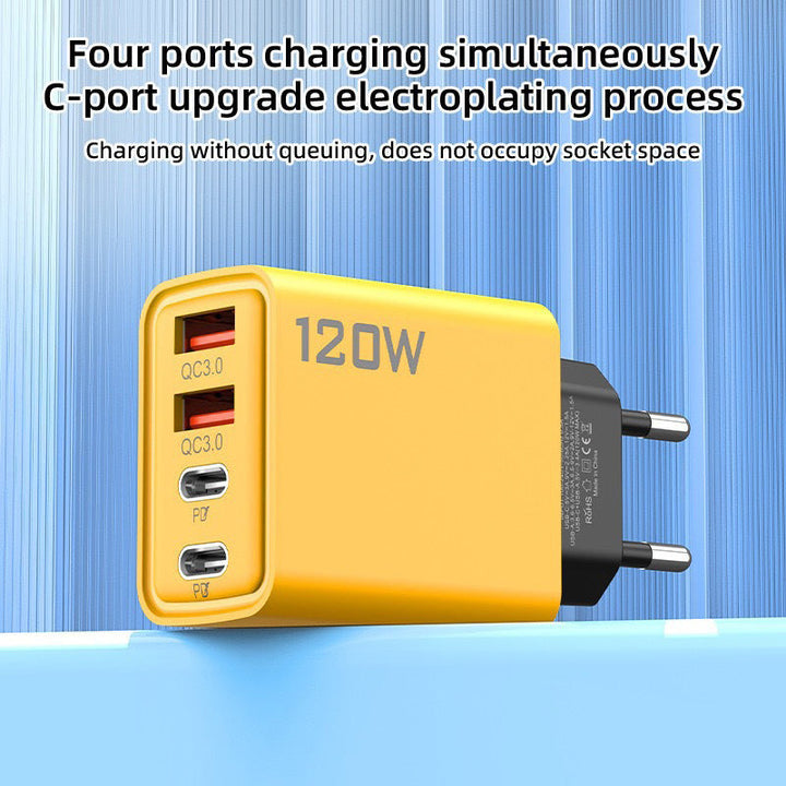 120W USB hurtiglader med 4 porter | Skanto