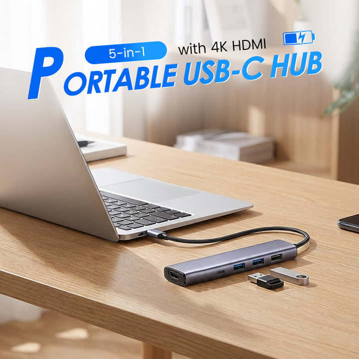5-i-1 USB-C Hub med 4K HDMI utgang | Skanto