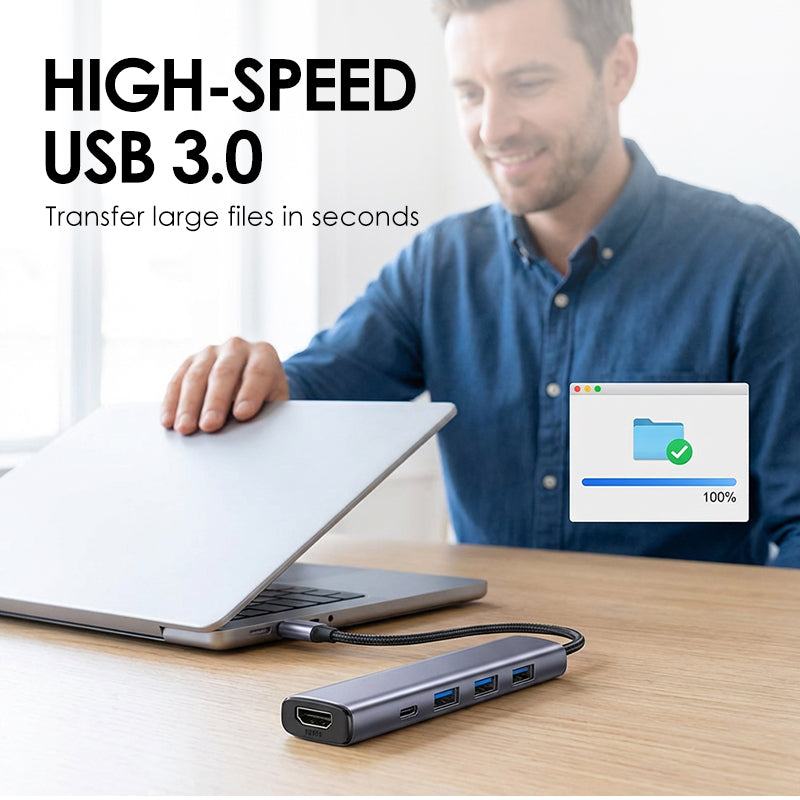 5-i-1 USB-C Hub med 4K HDMI utgang | Skanto