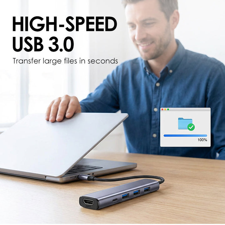 5-i-1 USB-C Hub med 4K HDMI utgang | Skanto