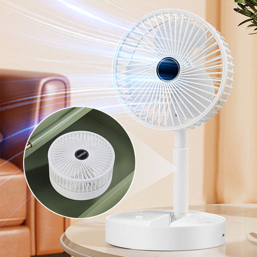 Oppladbar, sammenleggbar USB-teleskopvifte – stille, 180° justerbar, 4 hastighetsnivåer, bærbar ✨ | Skanto