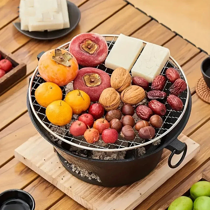 Rustfritt stål BBQ grill bordplate støpejern kullgrill komfyr | Skanto