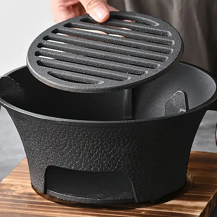 Rustfritt stål BBQ grill bordplate støpejern kullgrill komfyr | Skanto