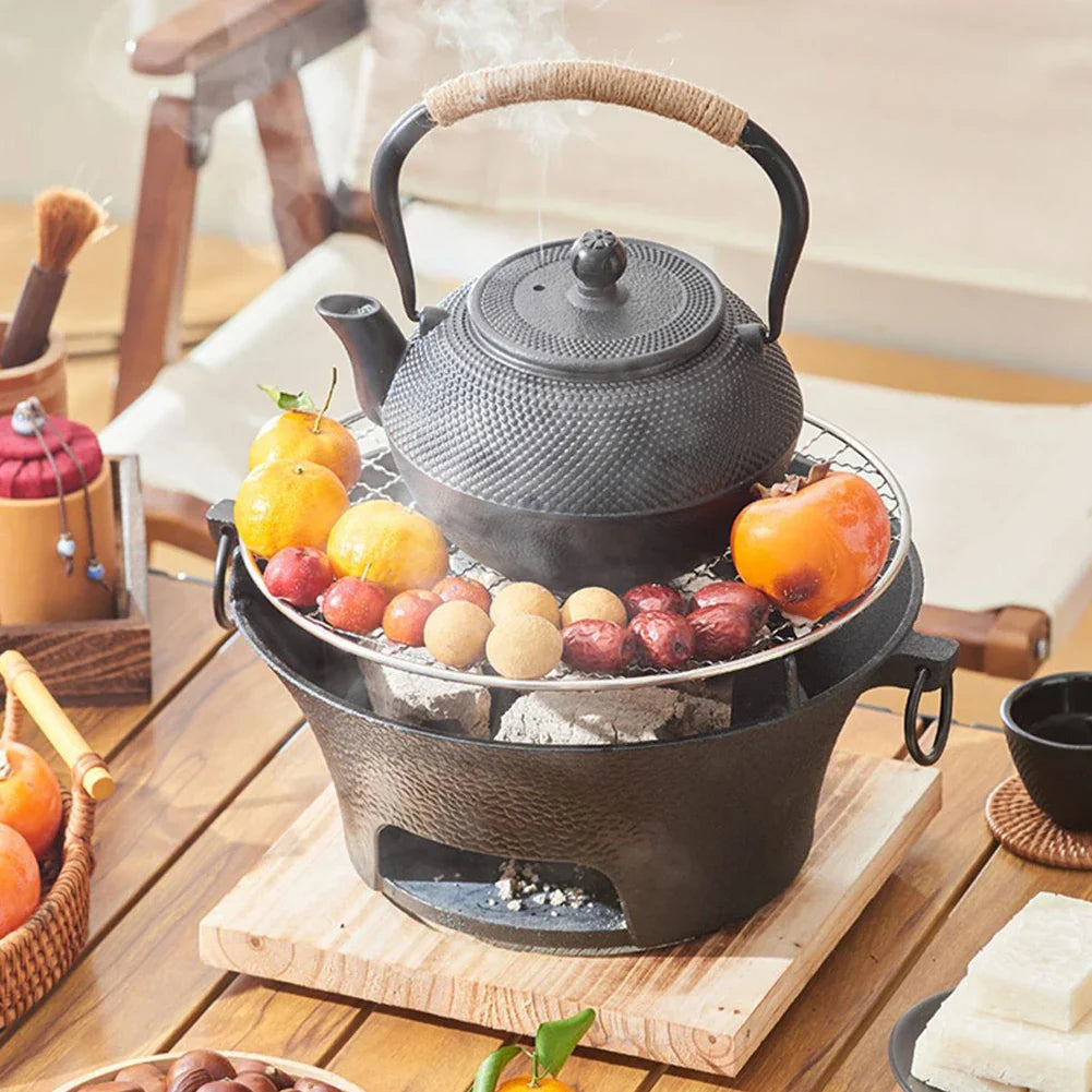 Rustfritt stål BBQ grill bordplate støpejern kullgrill ovn | Skanto