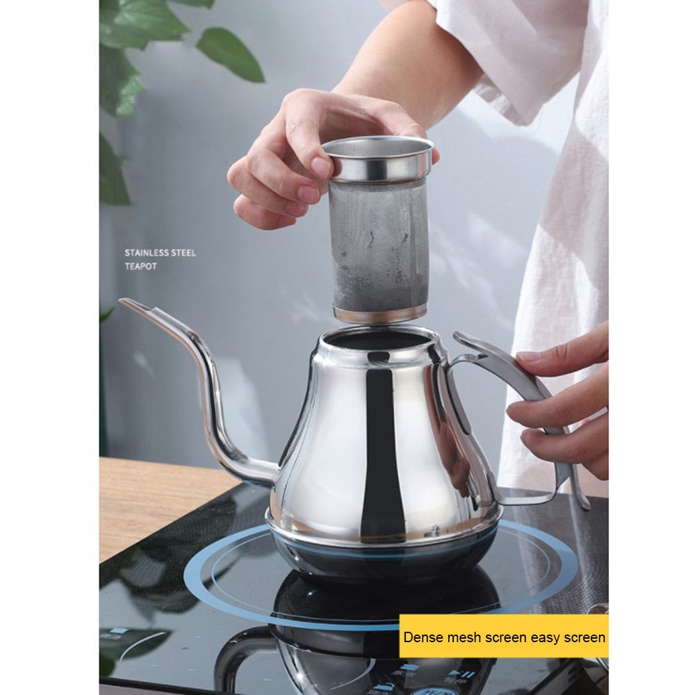 Rustfritt Stål Kaffe Dryppkanne Gåsehals Kjele Teprodusent Med Filter | Skanto