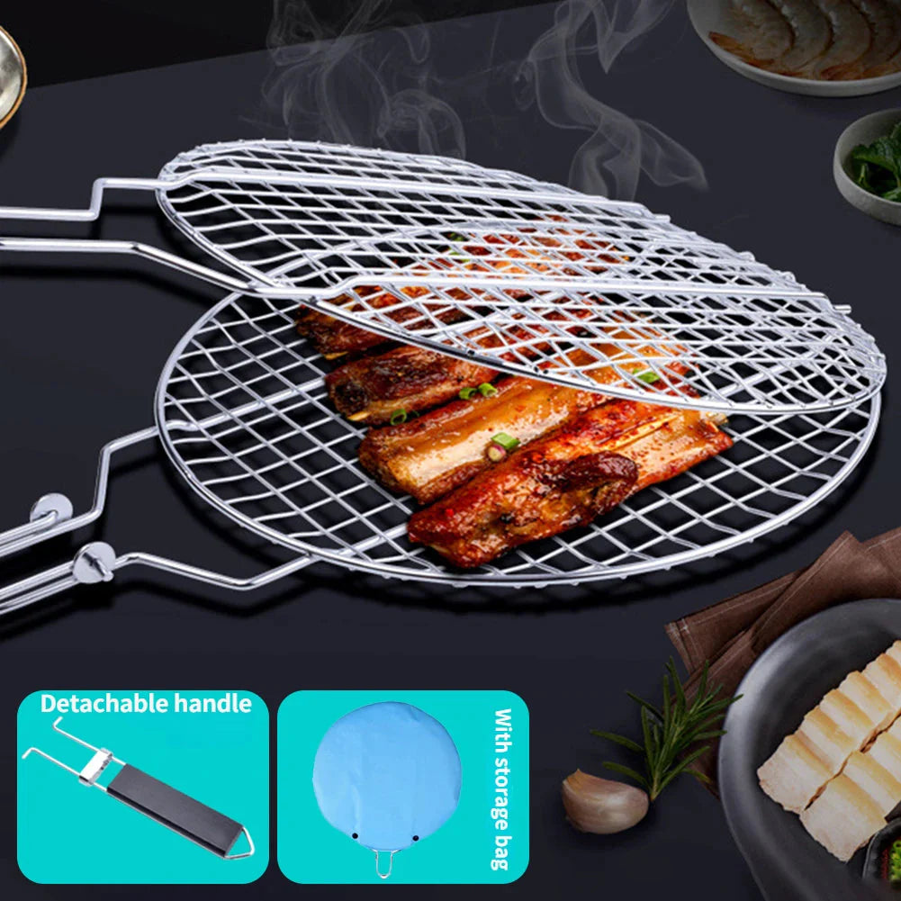 Rustfritt stål sammenleggbart grillnett klips firkantet grillnett avtakbart grill | Skanto
